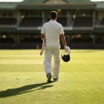 Batsman walking back to the pavilion at the end of an innings