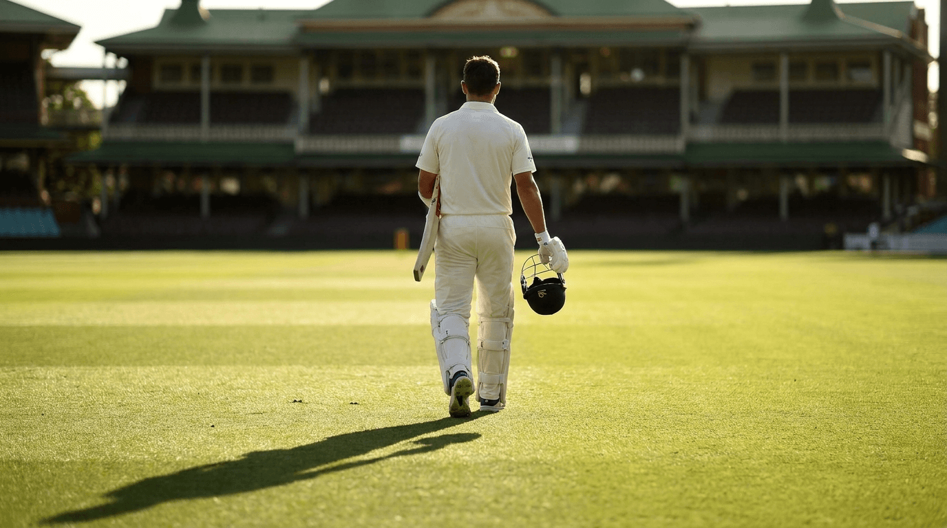 Batsman walking back to the pavilion at the end of an innings
