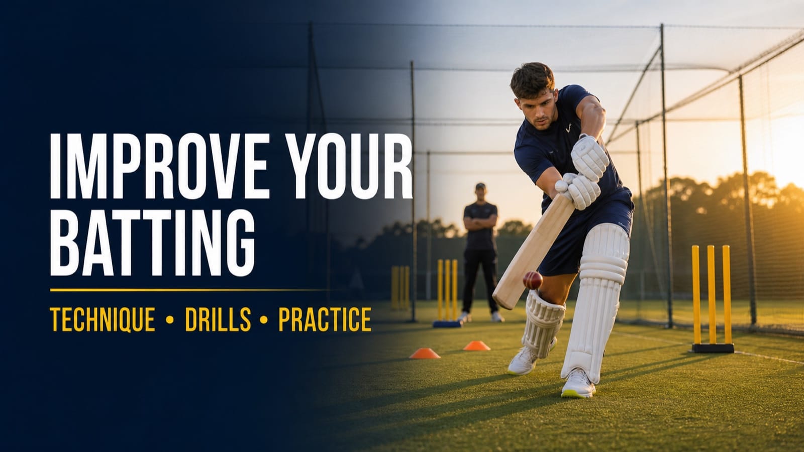 Cricket batter practising front-foot technique and batting drills